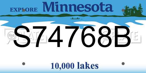 S74768B Minnesota License Plate