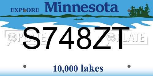 S748ZT Minnesota License Plate
