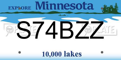 S74BZZ Minnesota License Plate