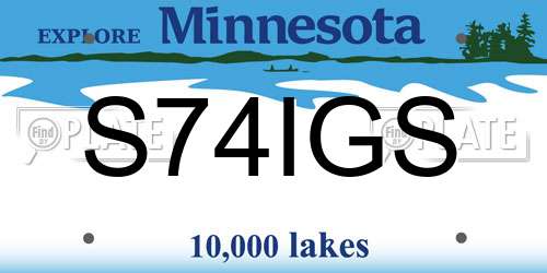S74IGS Minnesota License Plate