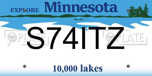 S74ITZ Minnesota License Plate