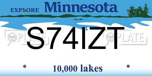 S74IZT Minnesota License Plate