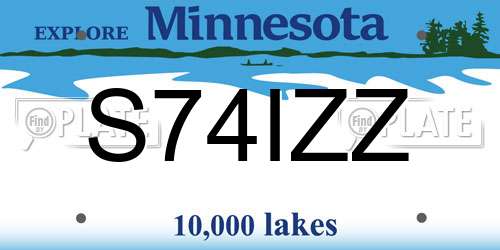 S74IZZ Minnesota License Plate