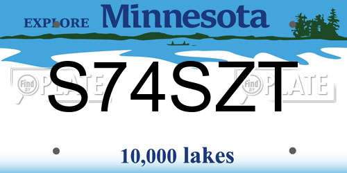 S74SZT Minnesota License Plate