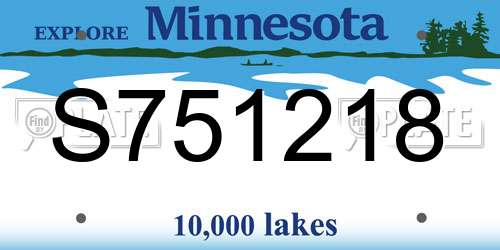 S751218 Minnesota License Plate