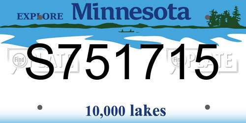 S751715 Minnesota License Plate