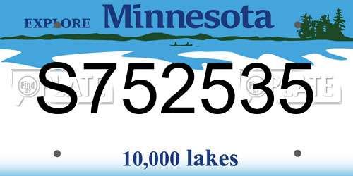 S752535 Minnesota License Plate