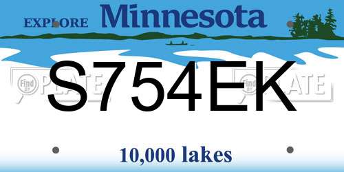 S754EK Minnesota License Plate
