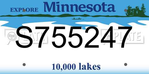 S755247 Minnesota License Plate
