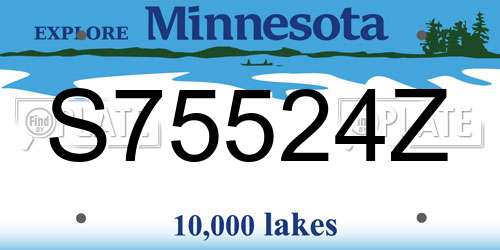 S75524Z Minnesota License Plate