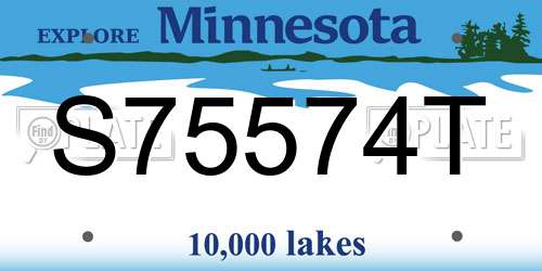 S75574T Minnesota License Plate