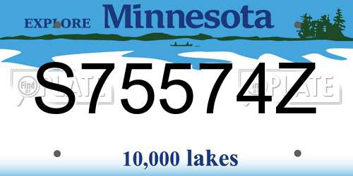 S75574Z Minnesota License Plate