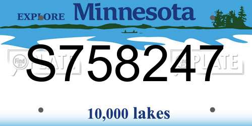 S758247 Minnesota License Plate