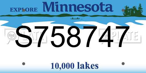 S758747 Minnesota License Plate