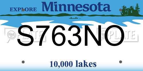 S763NO Minnesota License Plate
