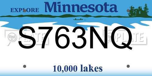 S763NQ Minnesota License Plate