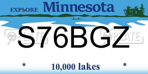 S76BGZ Minnesota License Plate