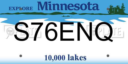 S76ENQ Minnesota License Plate