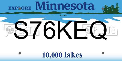 S76KEQ Minnesota License Plate