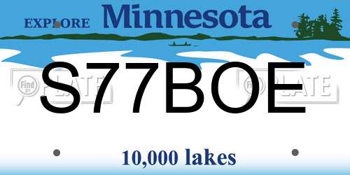S77BOE Minnesota License Plate