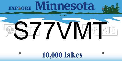 S77VMT Minnesota License Plate