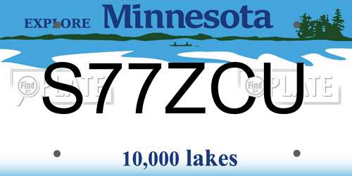 S77ZCU Minnesota License Plate