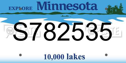 S782535 Minnesota License Plate