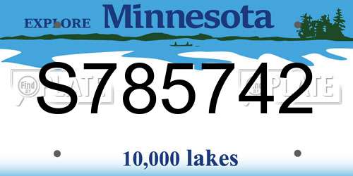 S785742 Minnesota License Plate