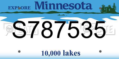 S787535 Minnesota License Plate