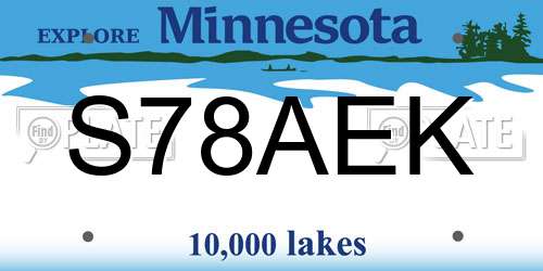 S78AEK Minnesota License Plate
