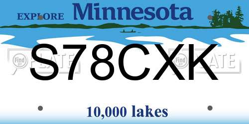 S78CXK Minnesota License Plate