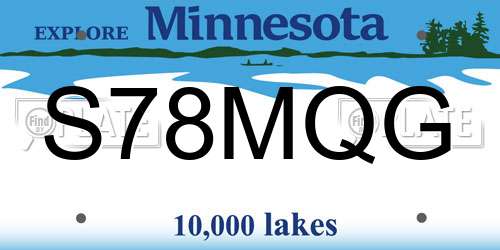 S78MQG Minnesota License Plate