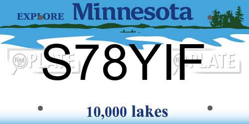 S78YIF Minnesota License Plate