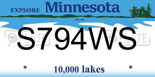 S794WS Minnesota License Plate