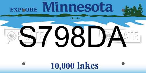 S798DA Minnesota License Plate