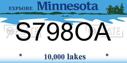S798OA Minnesota License Plate