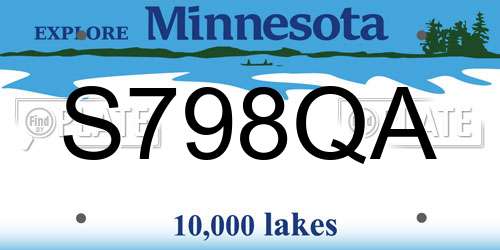 S798QA Minnesota License Plate
