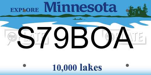 S79BOA Minnesota License Plate