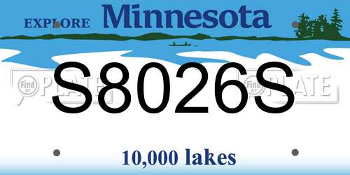 S8026S Minnesota License Plate
