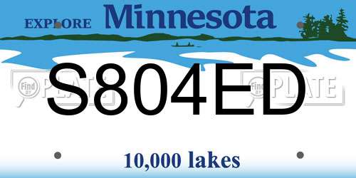 S804ED Minnesota License Plate