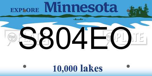 S804EO Minnesota License Plate