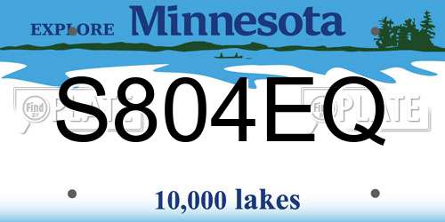 S804EQ Minnesota License Plate