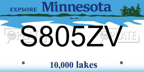 S805ZV Minnesota License Plate