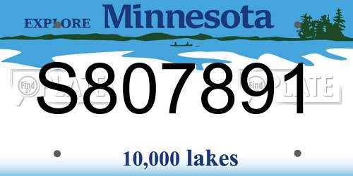 S807891 Minnesota License Plate