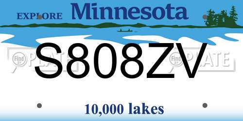 S808ZV Minnesota License Plate