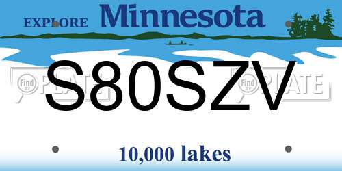 S80SZV Minnesota License Plate