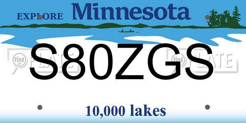 S80ZGS Minnesota License Plate