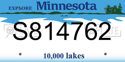 S814762 Minnesota License Plate