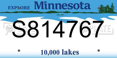 S814767 Minnesota License Plate