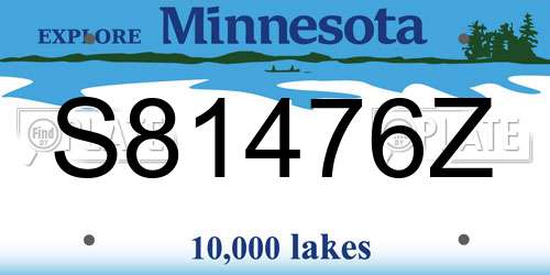 S81476Z Minnesota License Plate